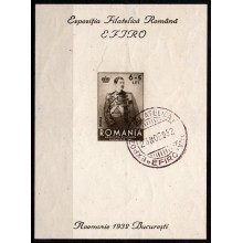 Int. frimærkeudstilling i Bukarest. Miniark. Stemplet.